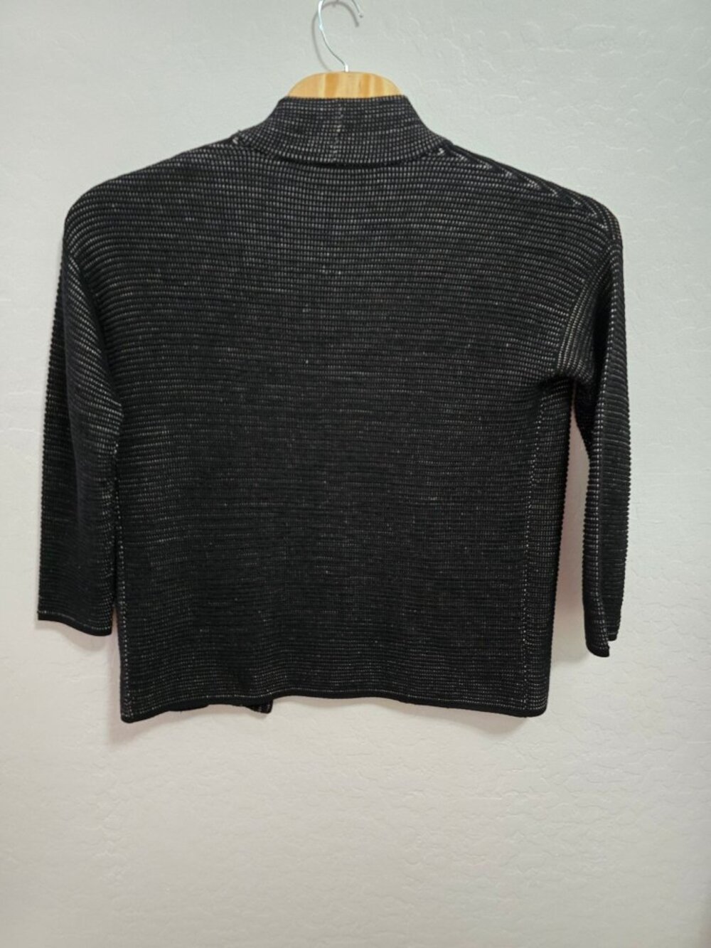Eileen Fisher Black Kimono Open Front Cardigan XXS Organic Silk Blend READ - Picture 5 of 7